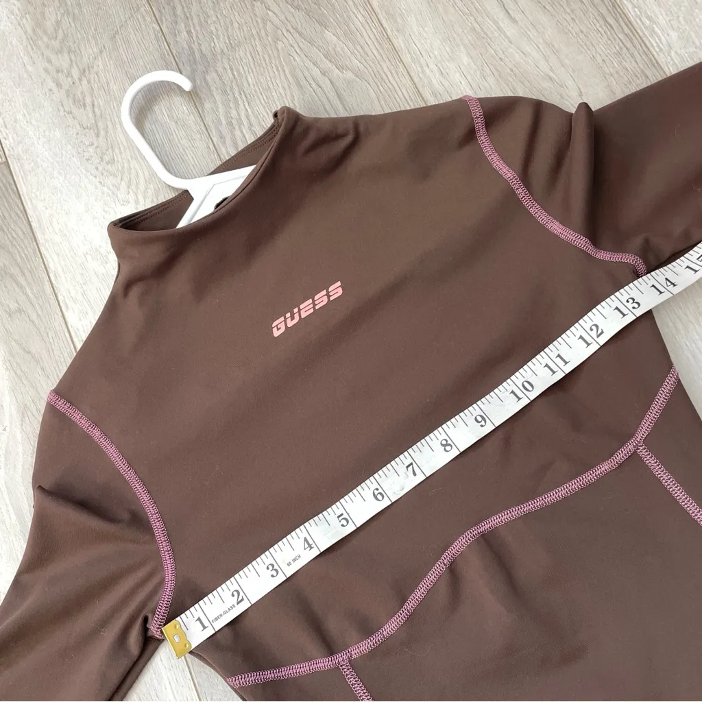 Guess Chelsea Bodysuit high neck long sleeve womens Brown small going out party - Image 3