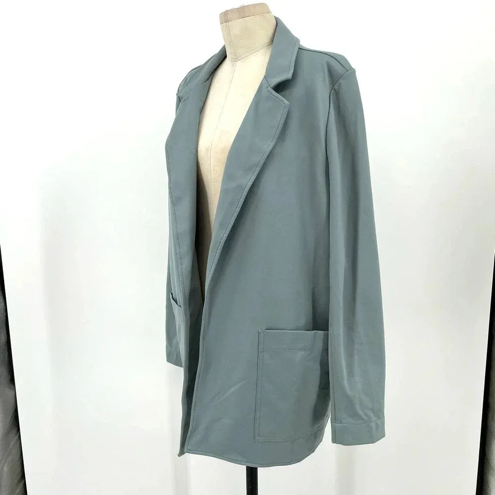 Athleta Eastbound Blazer‎ Minimalist Gray Sage Green Size 16 - Image 6