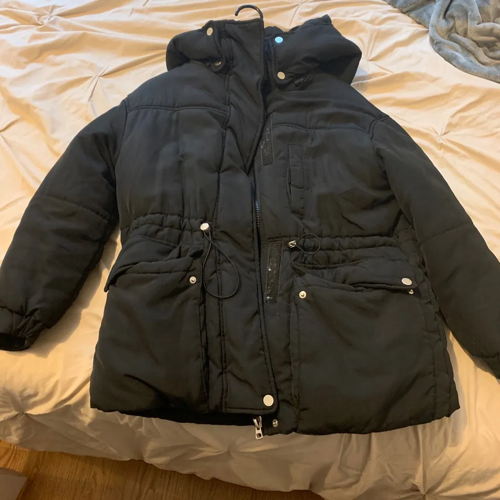 Black Zara hooded puffer jacket Size XS - Image 3