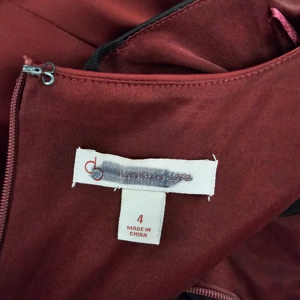 Dressbarn DB Established 1962 Burgundy Cross Front Satin Sheath Dress Size 4 - Image 6