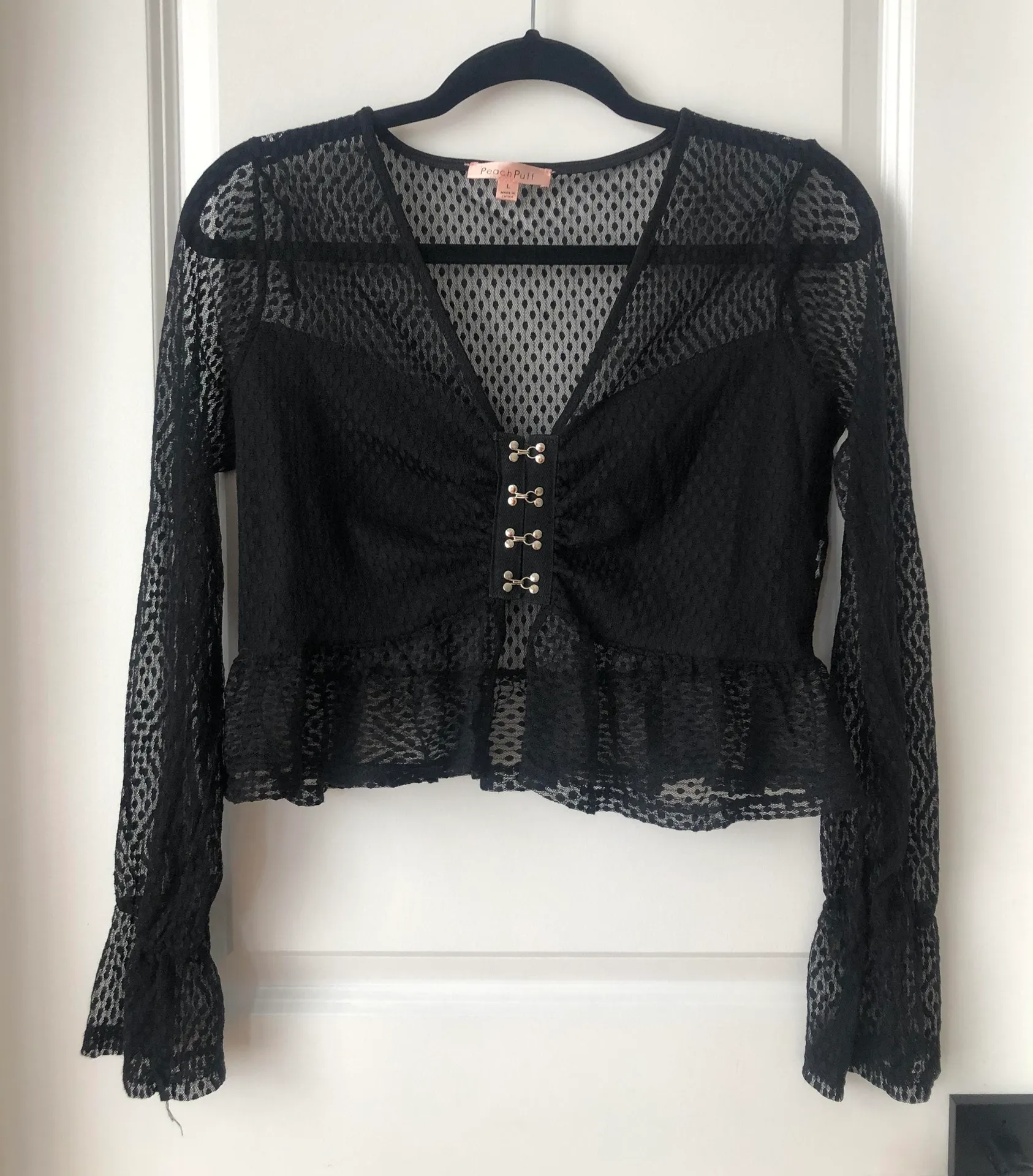 Peach Puff Boutique Long Sleeve Cropped Blouse - Image 5