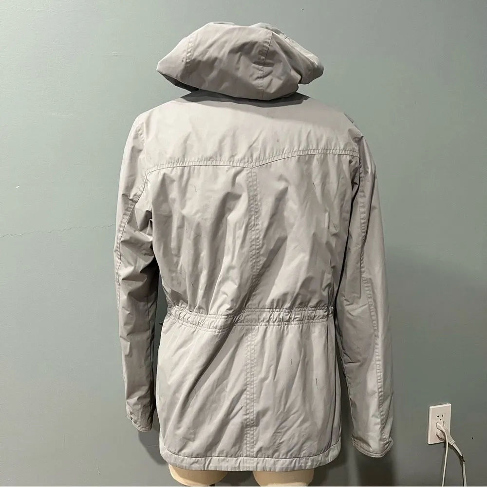 Izod Grey Hooded Reversible Trench Coat Fleece Plaid Coat Size Small - Image 5