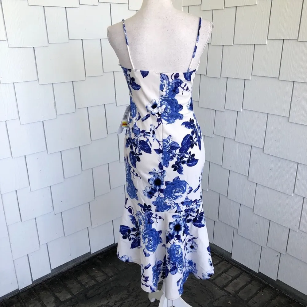 Jump Apparel Women's Blue/White Floral Sleeveless Hi-Low Flounce Dress sz Jr's S - Image 6