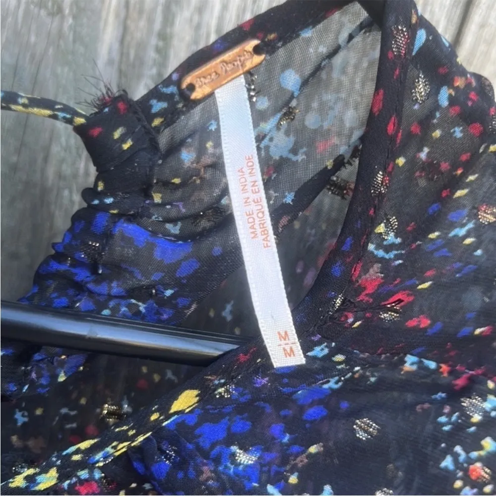 EUC Free People Anna Open Back Dress Black Floral Size Medium - Image 9