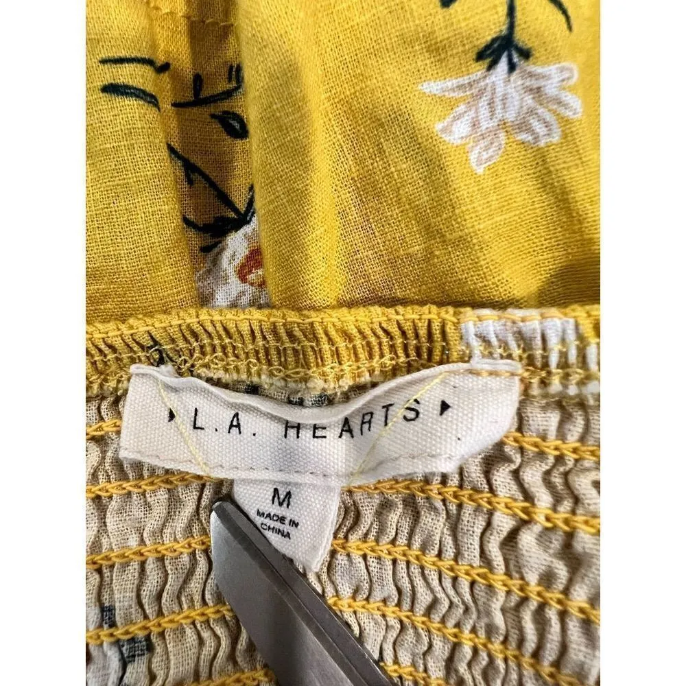 L.A. Hearts Yellow Daisy Print Top Size Medium - Image 4