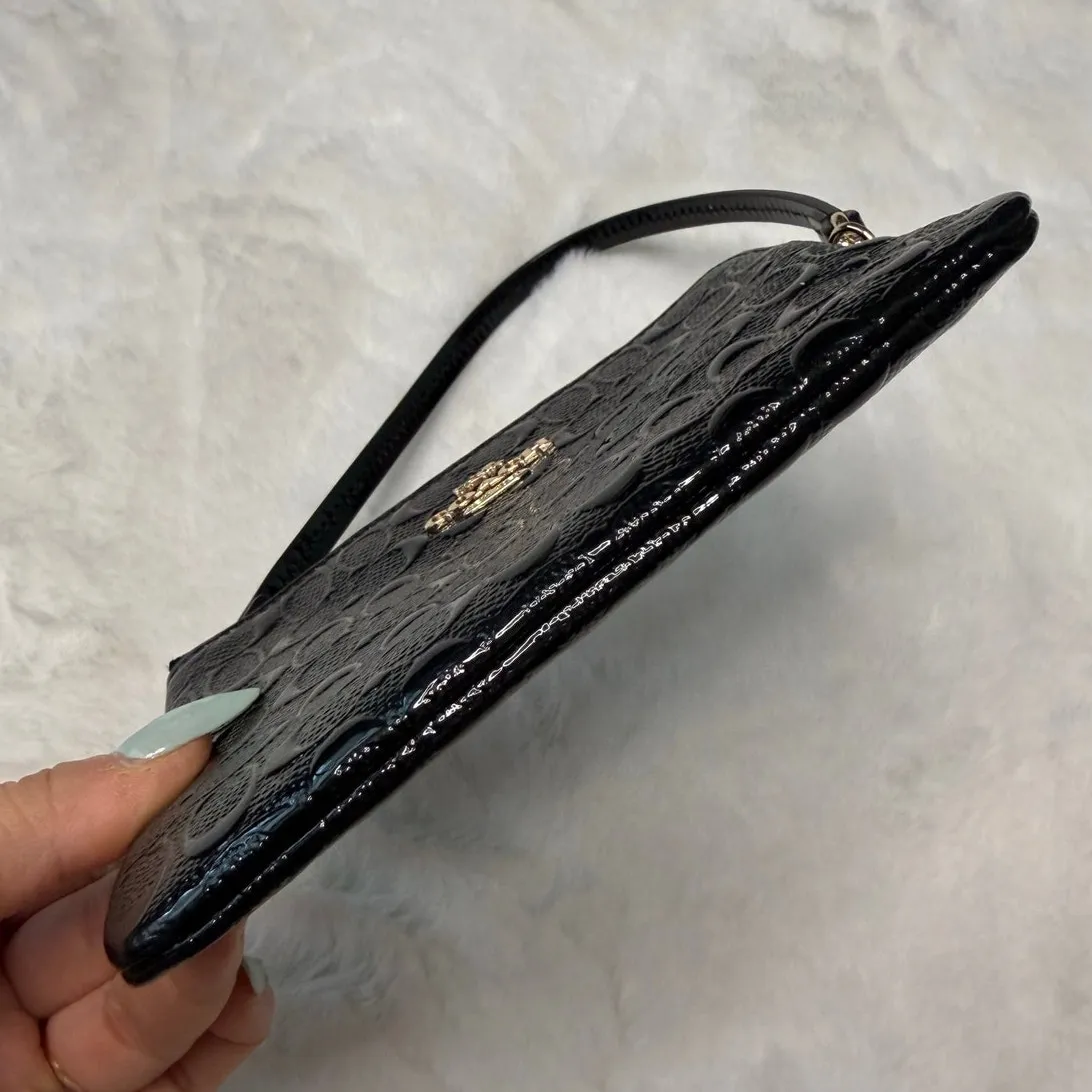 Coach Corner Zipper Black Wristlet - Image 4
