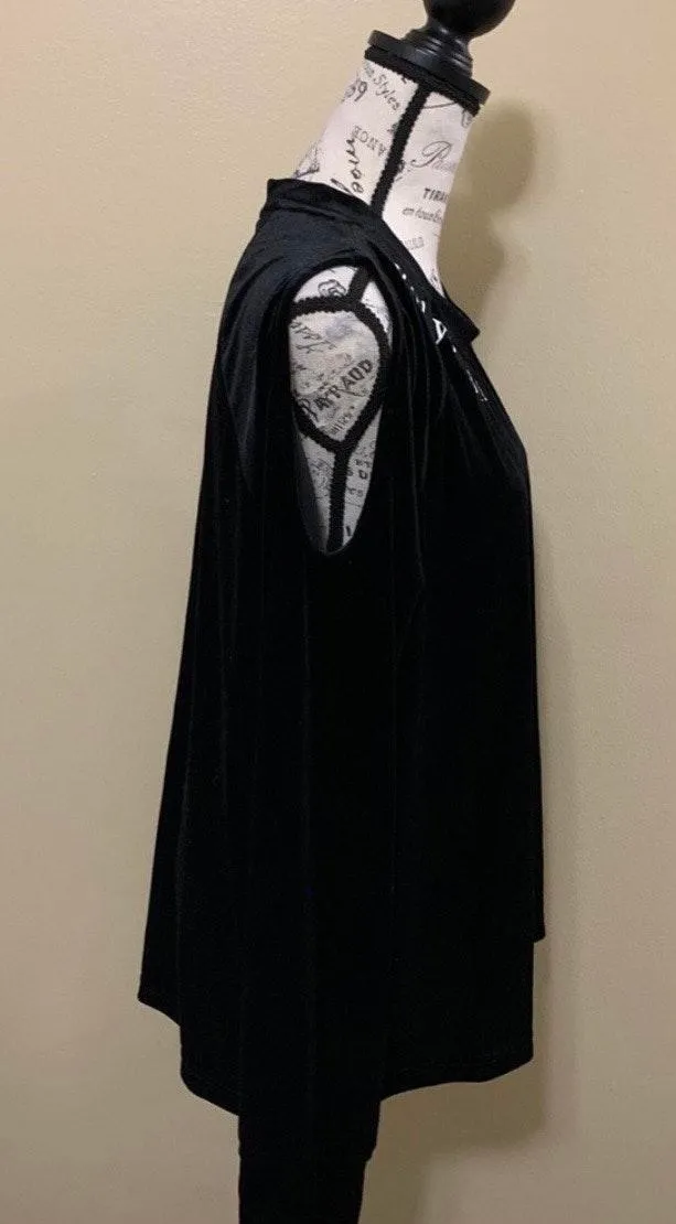 Black Velour Cold Shoulder Top - Image 4