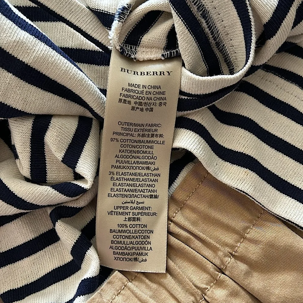 Burberry Brit Authenticated Navy/Khaki Striped Long Sleeve Dress **Sz 2** 🌺🌺 - Image 6