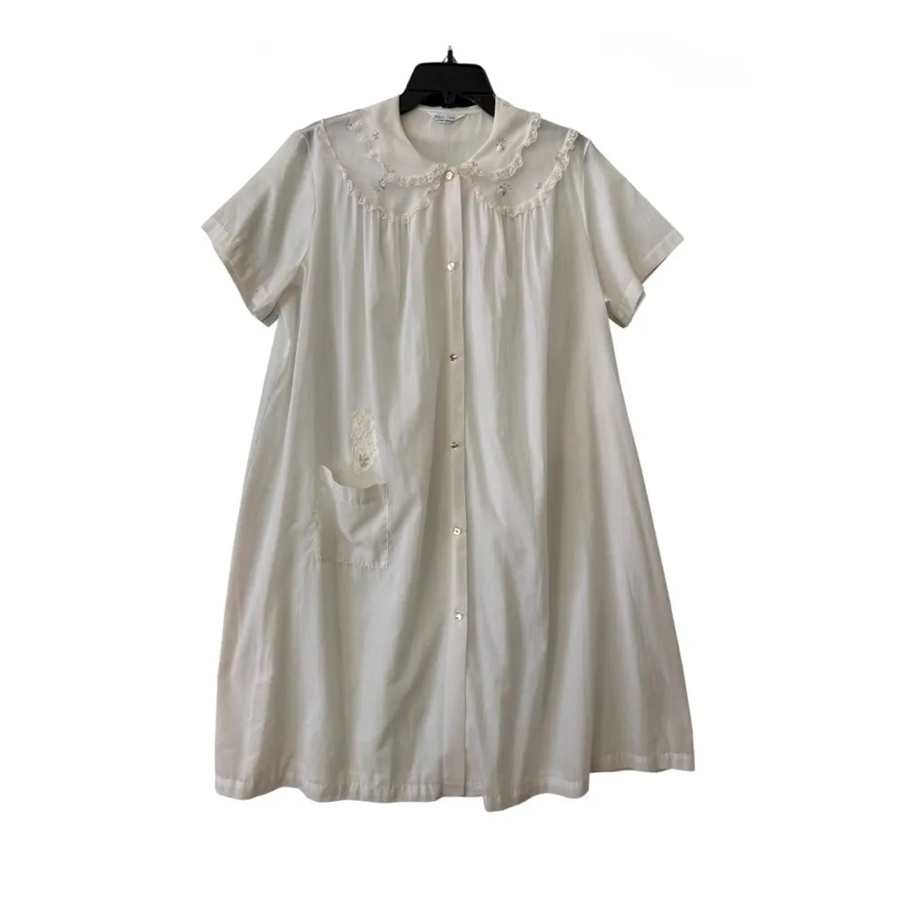 Vintage Sears Lace Babydoll Nightgown Romantic Minimalist Victorian |40/42 | L White Size L - Image 9