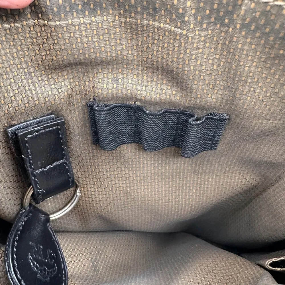 Marc Chantal Croc Embossed Soft Faux Leather Shoulder Handbag Heart Accent Brown Black - Image 7