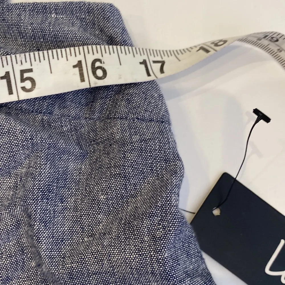 Lulu’s Sleeveless Chambray Crop Tank Top Shoulder Ties NWT Sz M Cotton Linen - Image 9