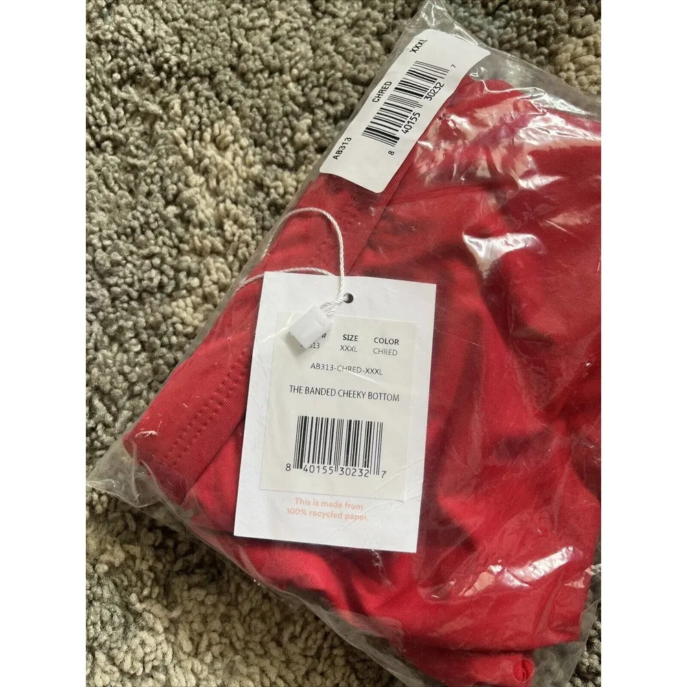 NWT Andie The Banded Cheeky Bottom Cherry Red Swim Suit Briefs Size 3XL - Image 8