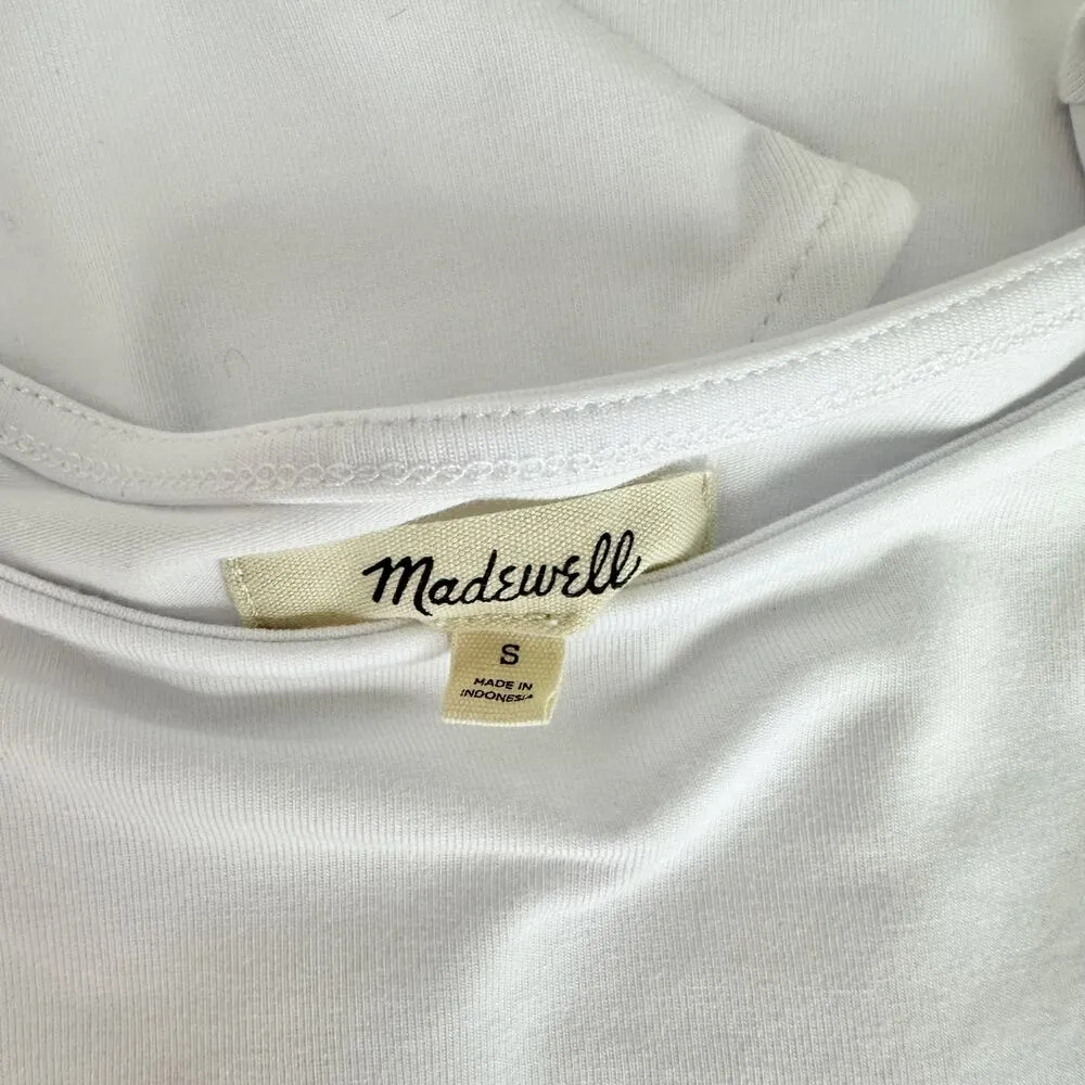 NEW Madewell Scoopneck Cap Sleeve Tee Top Cotton Stretch Jersey White Basics S - Image 6