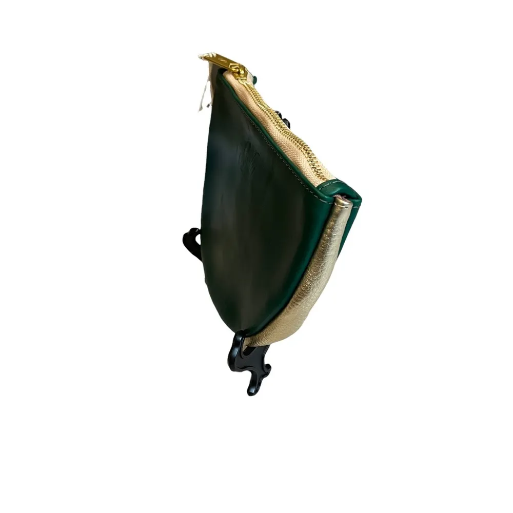 NWT, SSEKO Handcrafted Crescent Pouch/Moon Clutch in Oiled Agave and Gold. - Image 7