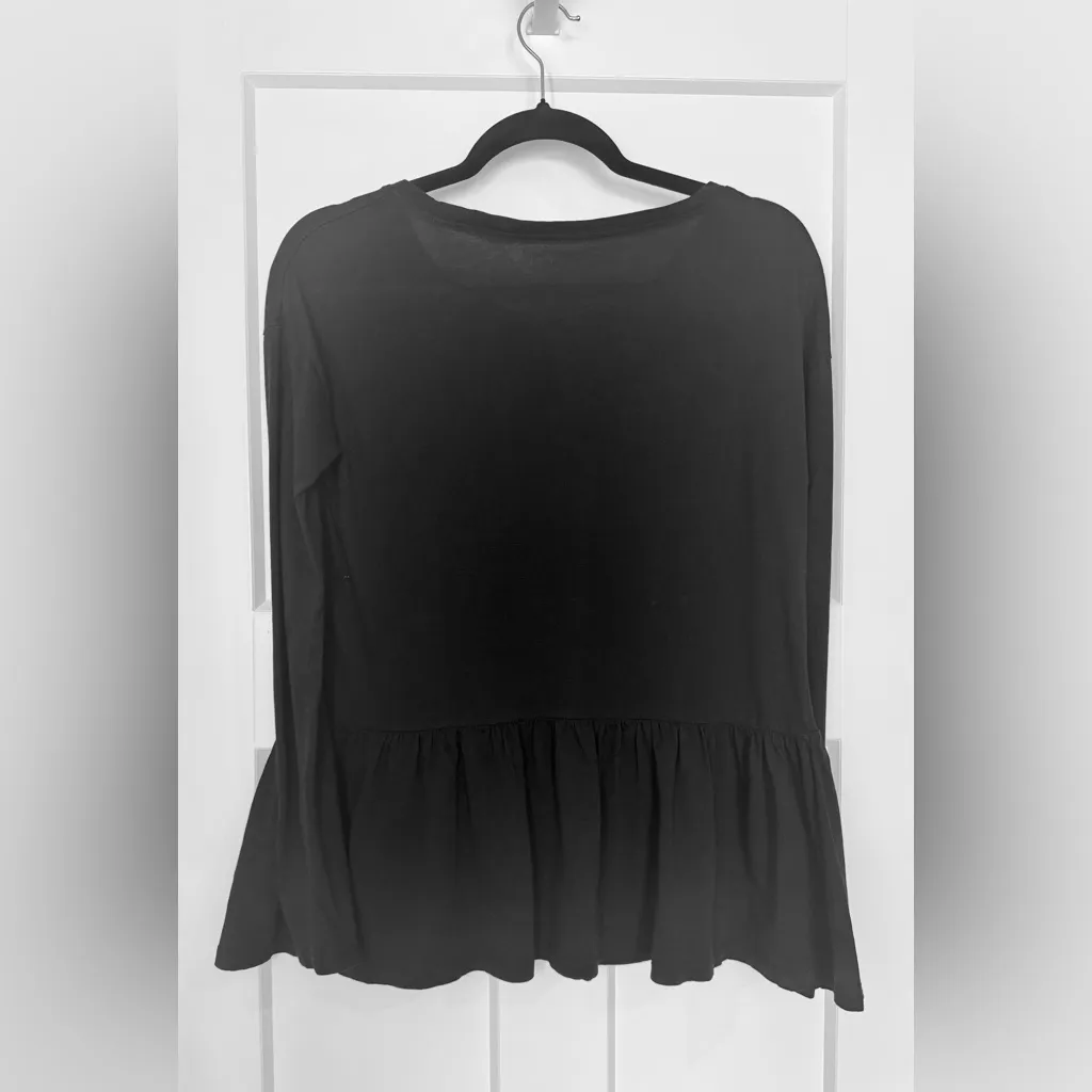 For The Republic Peplum Pocket Black Long Sleeve Tee Size XS - Image 4
