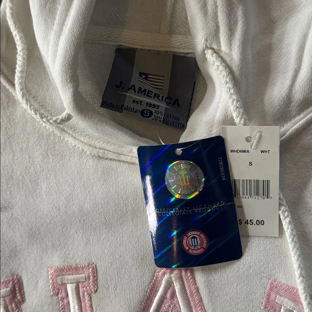 Women’s White Embroidered MIAMI College Hoodie Size S NEW - Image 9