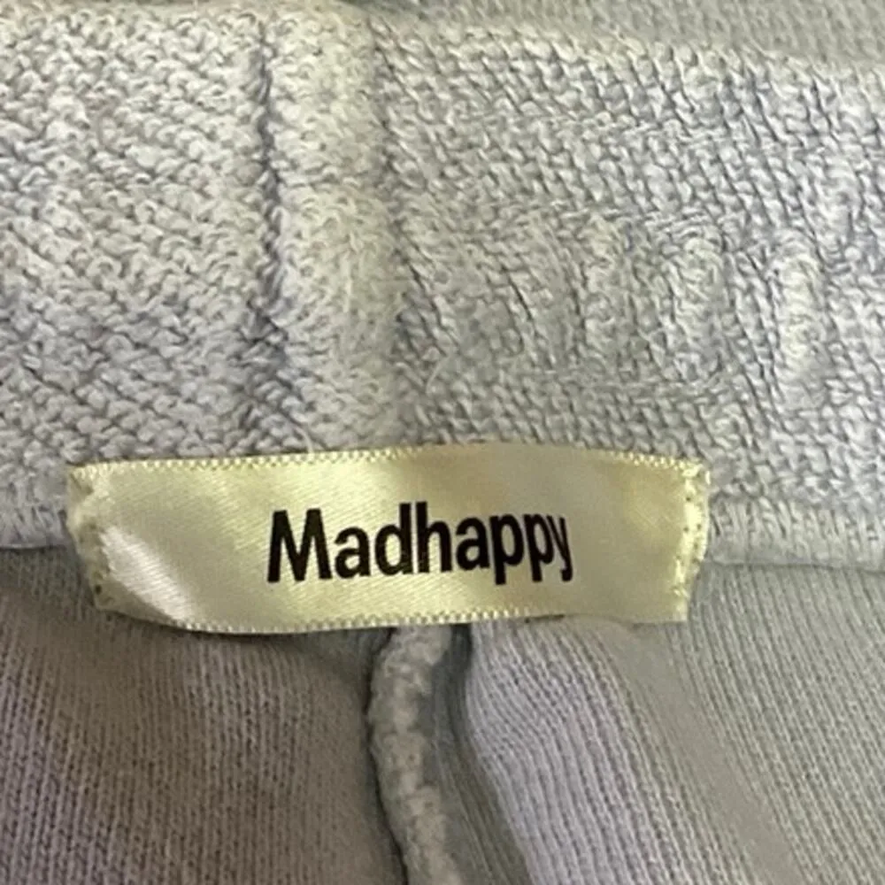 Madhappy Blue High Rise Drawstring Pocket Logo Cropped Jogger Sweat pants Sz XS - Image 4
