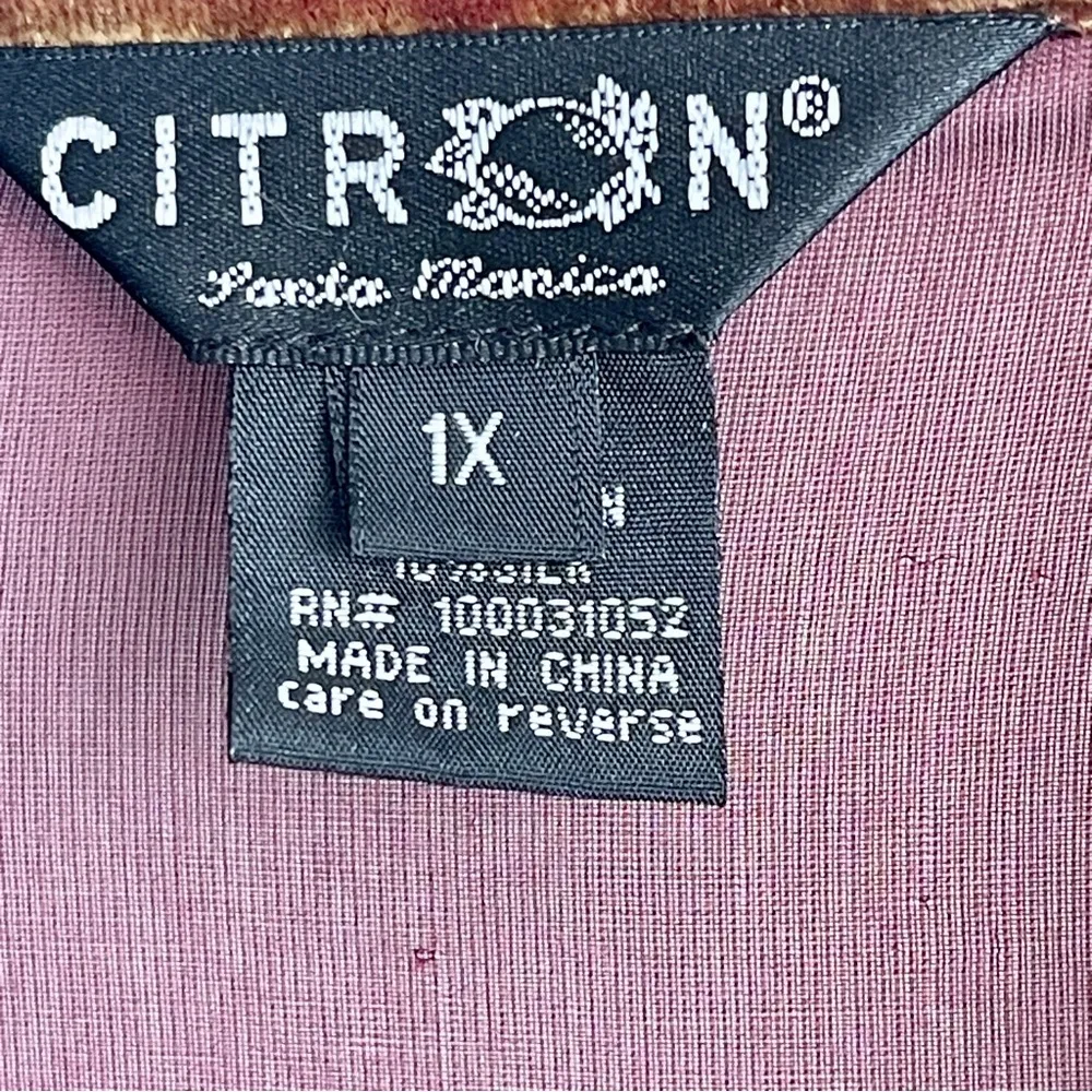 CUTRON of Santa Monica open front tunic in soft velvet peacock feather pattern Size 1X - Image 3