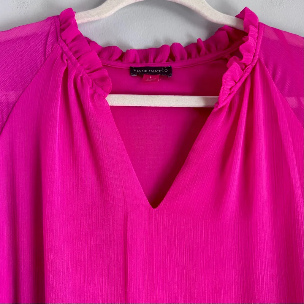 Vince Camuto Long Sleeve Tiered Mini Dress Orchid Pink Size Large - Image 9