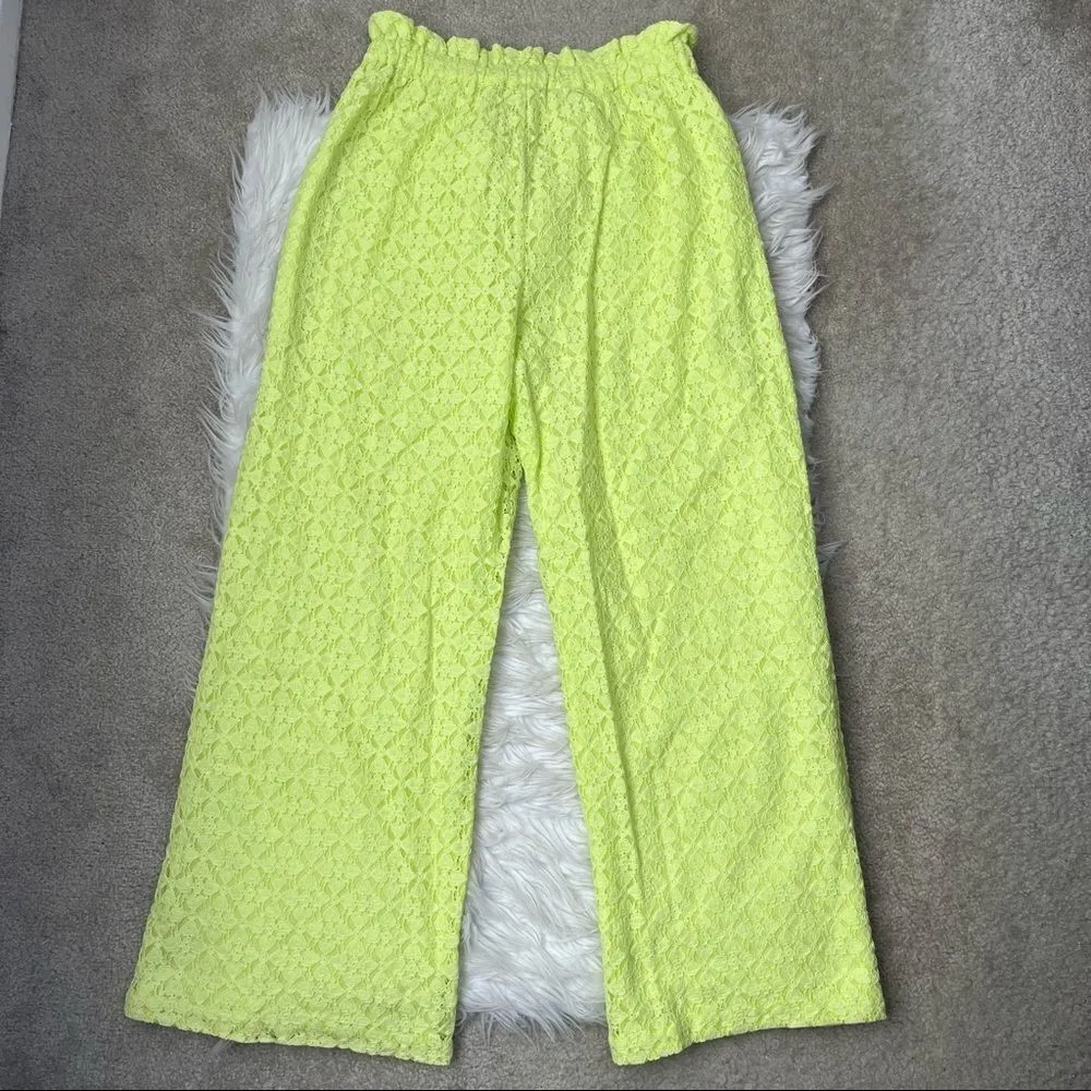 Anthropologie Ollari Wide Leg Hi Rise Lace Pants - Image 9