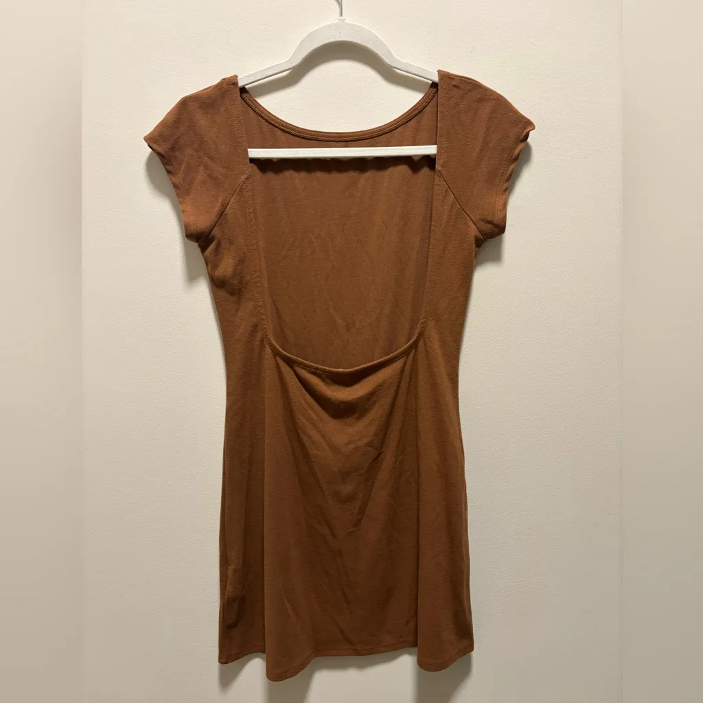 Free People S FP Beach NWT Rosalie Mini Brown T shirt Dress - Image 2