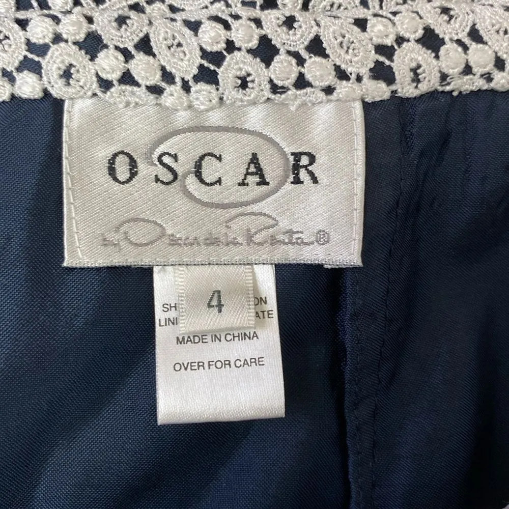 Oscar De La Renta Black & White Crochet Midi Skirt 4 - Image 3