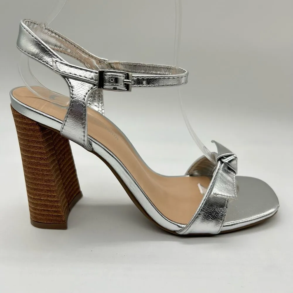 Journee Collection Sandals Womens 7 Silver Dianne Heeled Open Toe Sandals‎ NEW - Image 3