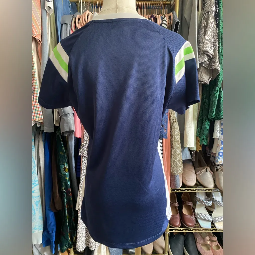 Seattle Seahawks Jersey-style lace-up neckline top. SEAHAWKS in green sequins. - Image 3