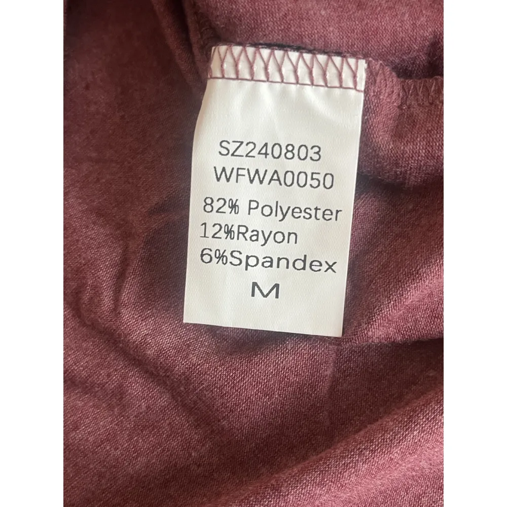 Sunbs Blouse Womens Size Medium Burgundy Short Sleeve Lace Detail Round Neck NWT Red - Image 6