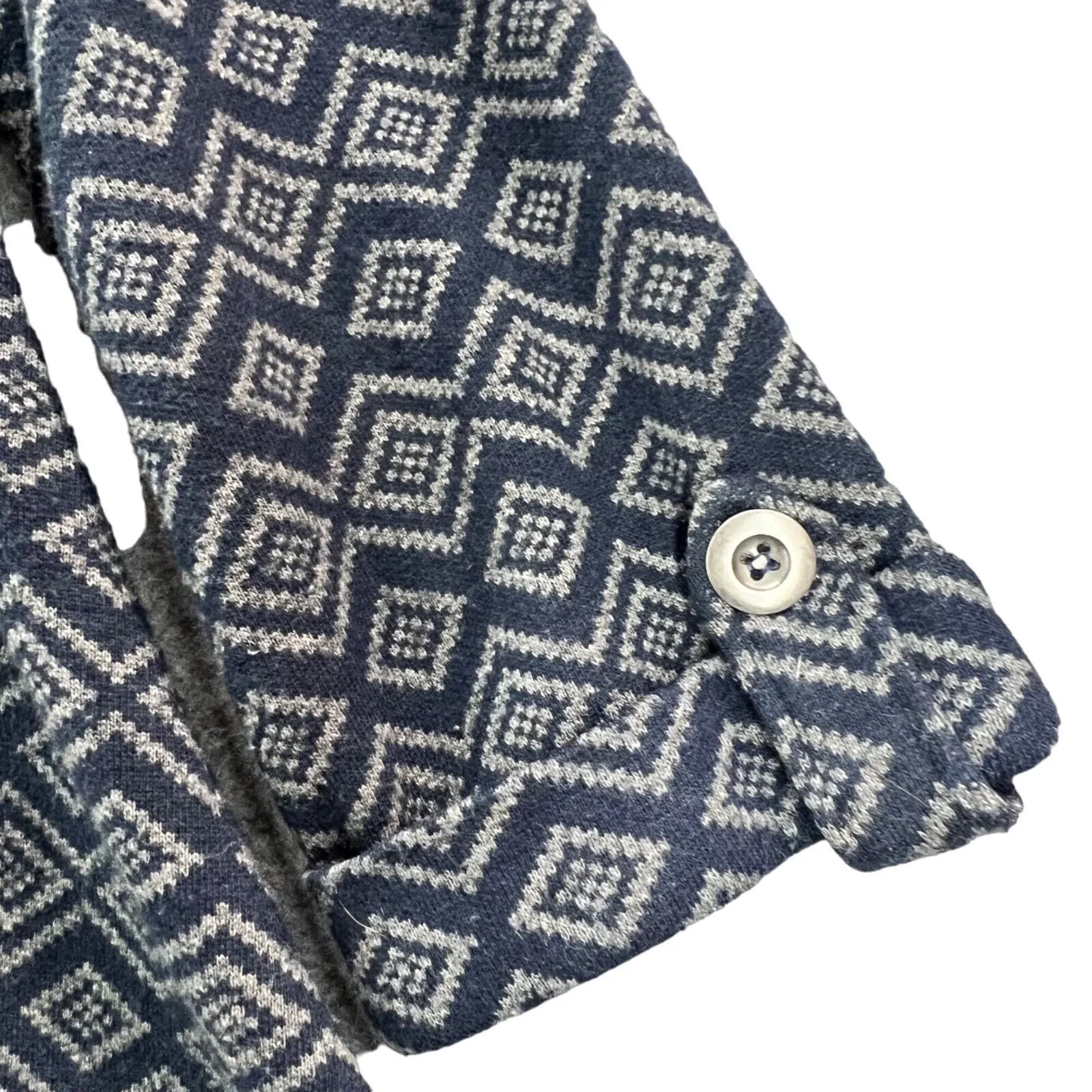 For Cynthia Hooded Jacket Womens S Blue Wool Blend Geometric Coat Boho Folklore - Image 6