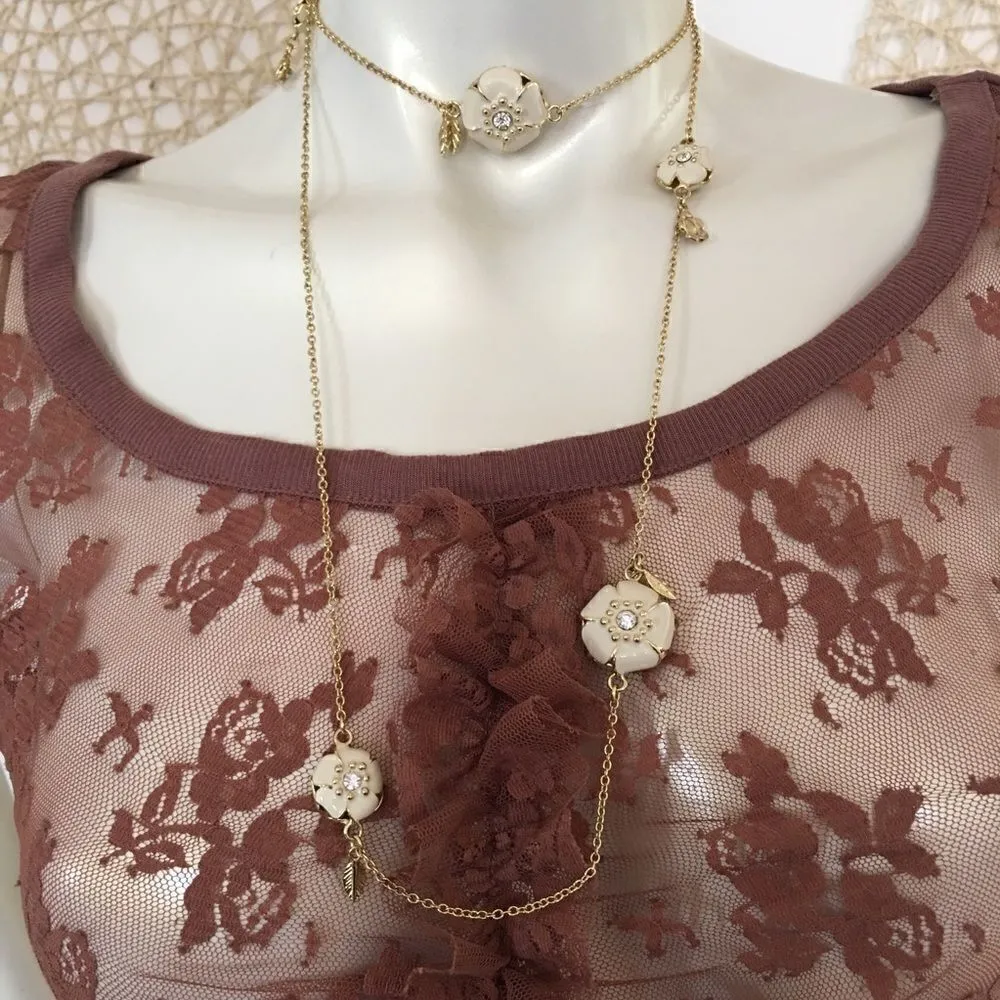 RicRac Lace ruffle sheer front top Size M - Image 5