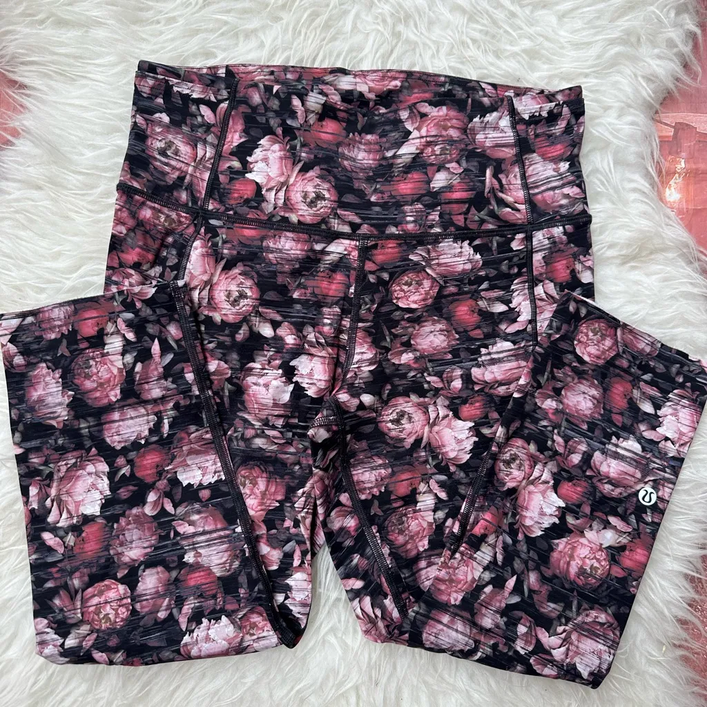 Lululemon Fast Free Crop II *Nulux 19” Peony Multi Floral Leggings Women Size 8 - Image 5