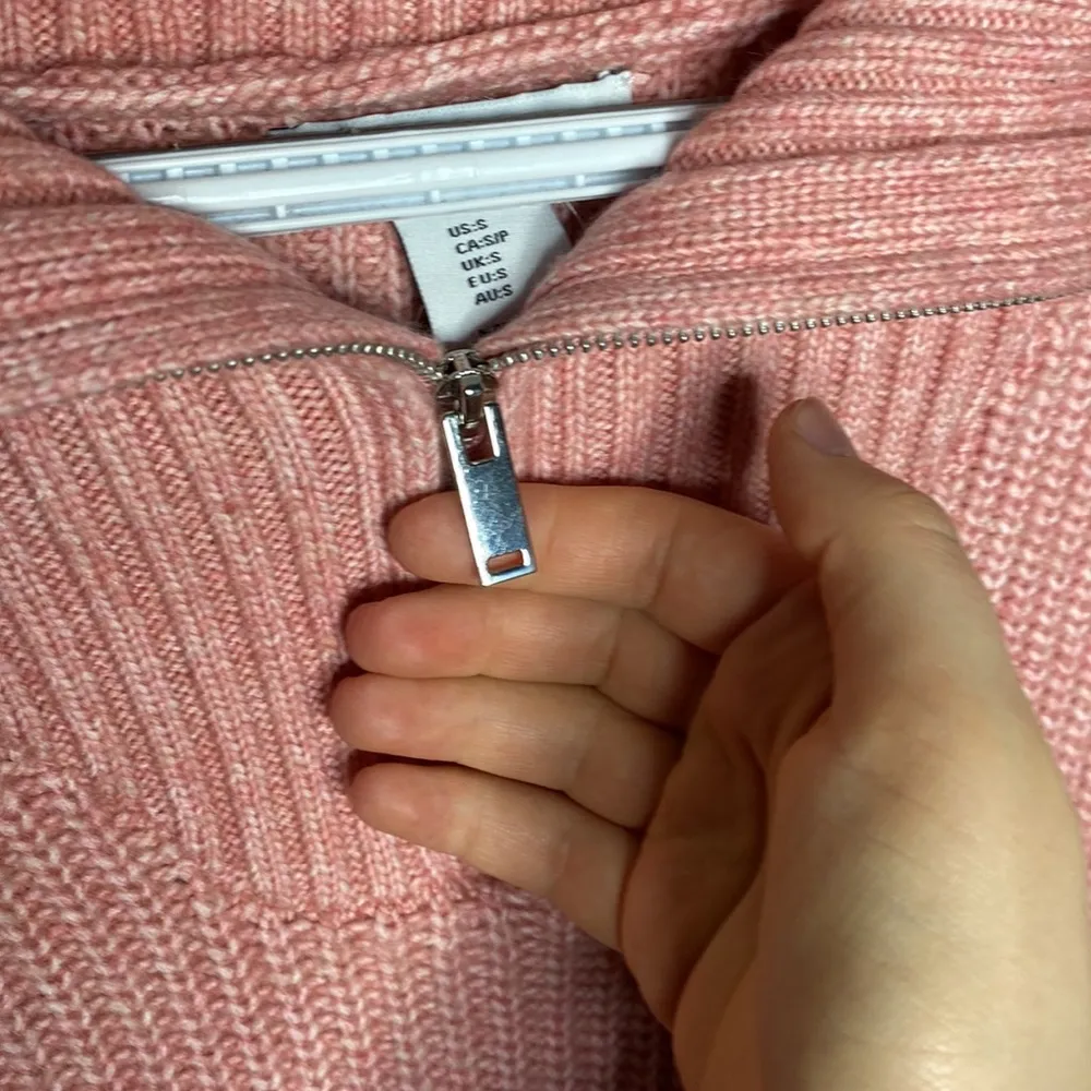 Cupcakes and cashmere quarter zip ribbed knit sweater in salmon pink size S - Image 6