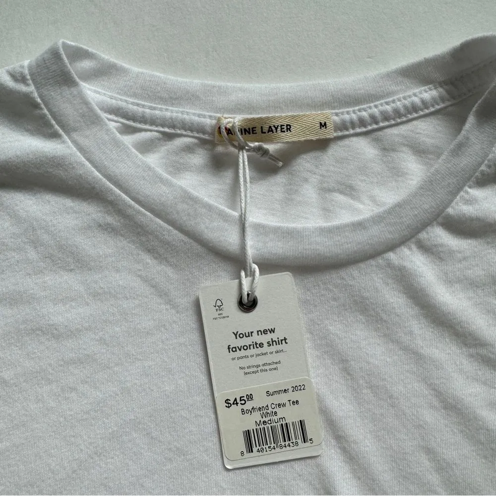 Marine Layer White Boyfriend Crew Tee in White Size Medium NWT - Image 4
