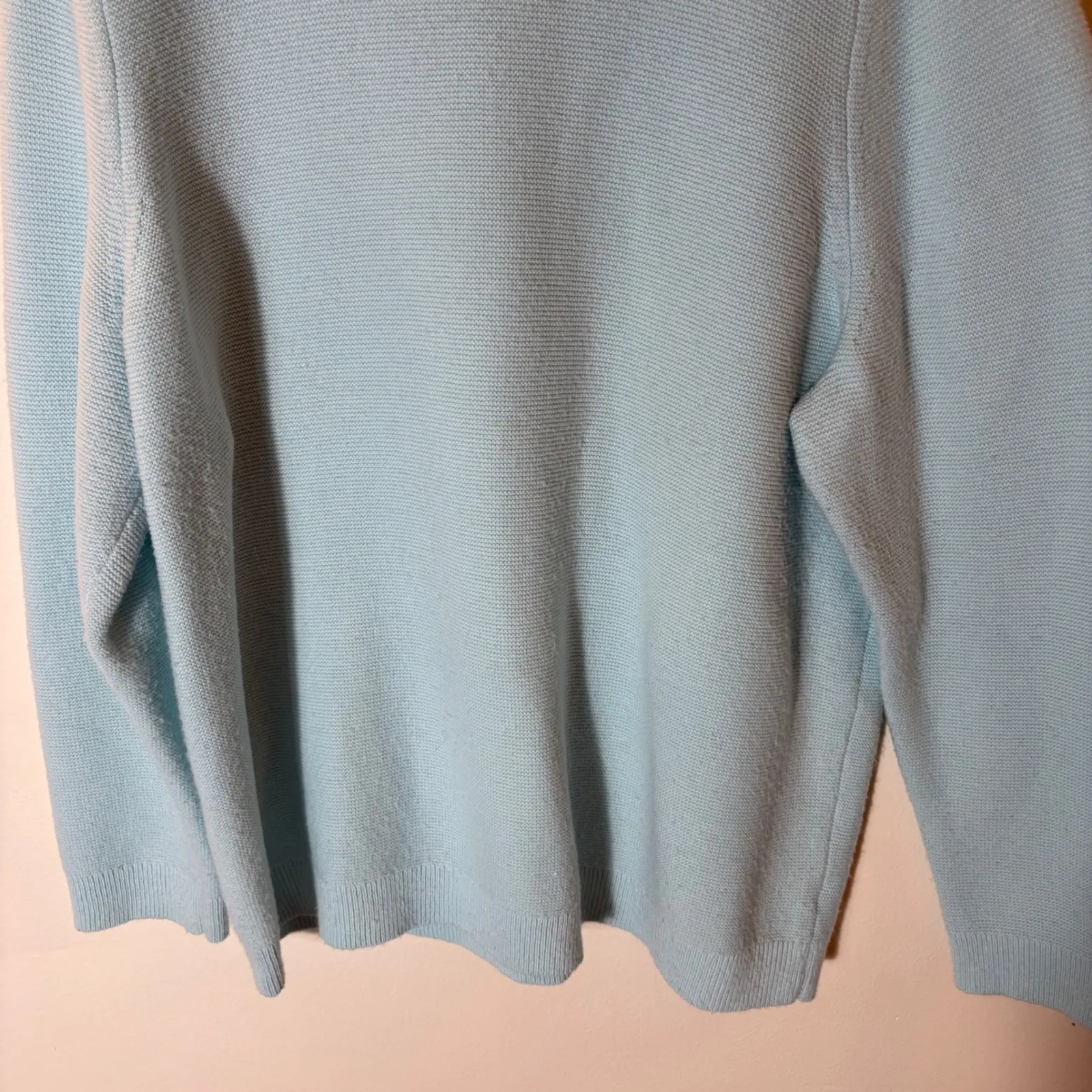 Talbots Plus Sky Blue Ruffled Neck Textured Knit Sweater Size 3X - Image 3