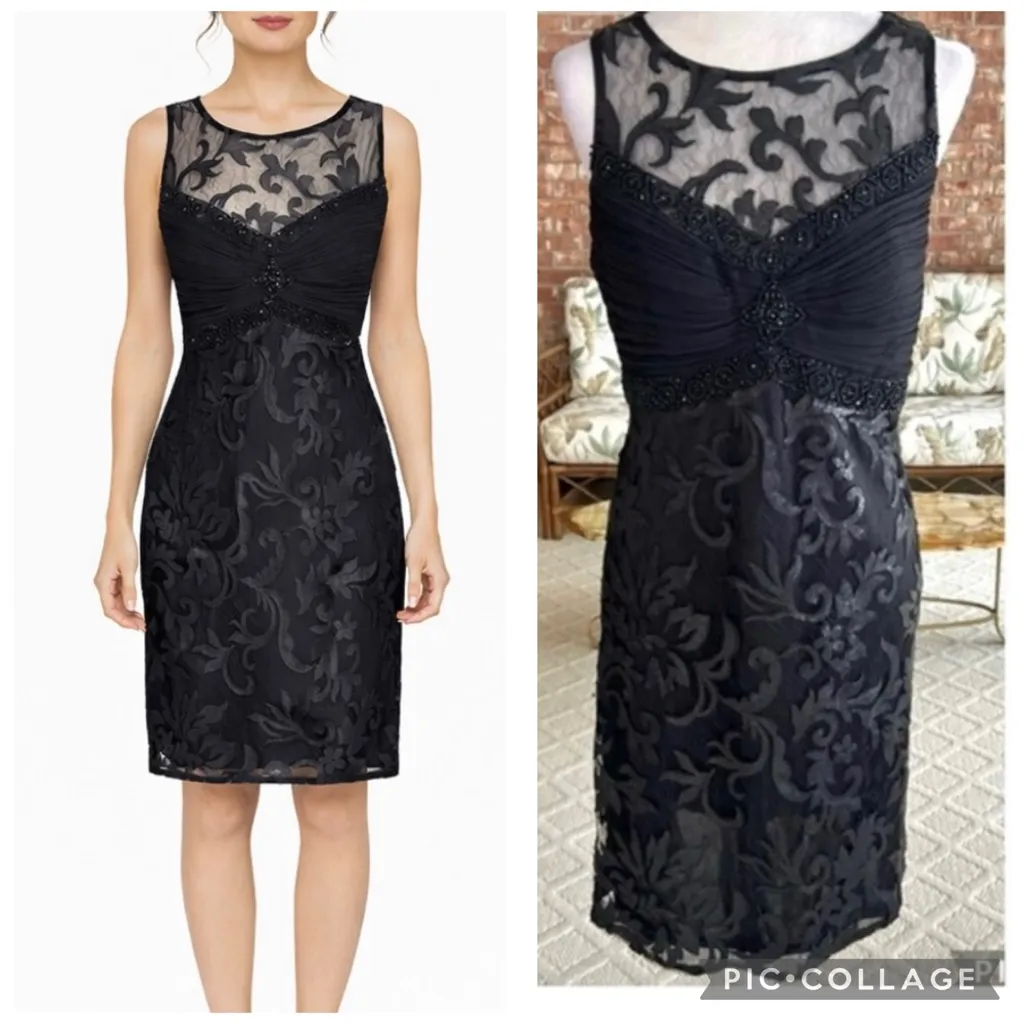 Sue Wong Nocturne Dress 6 Black Sequin Mesh Illusion Cocktail NWT - Image 2