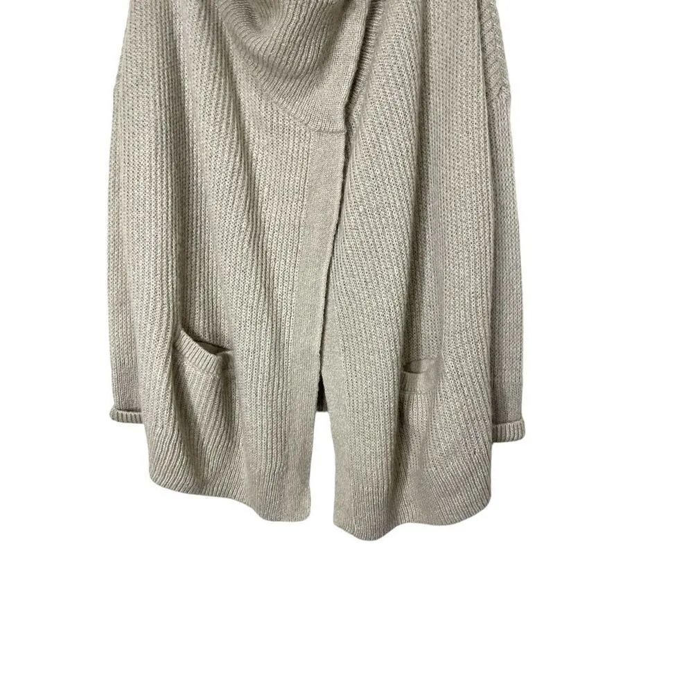 Abercrombie & Fitch Tan Shawl Neck Waterfall Front Sweater Cardigan Size M - Image 3