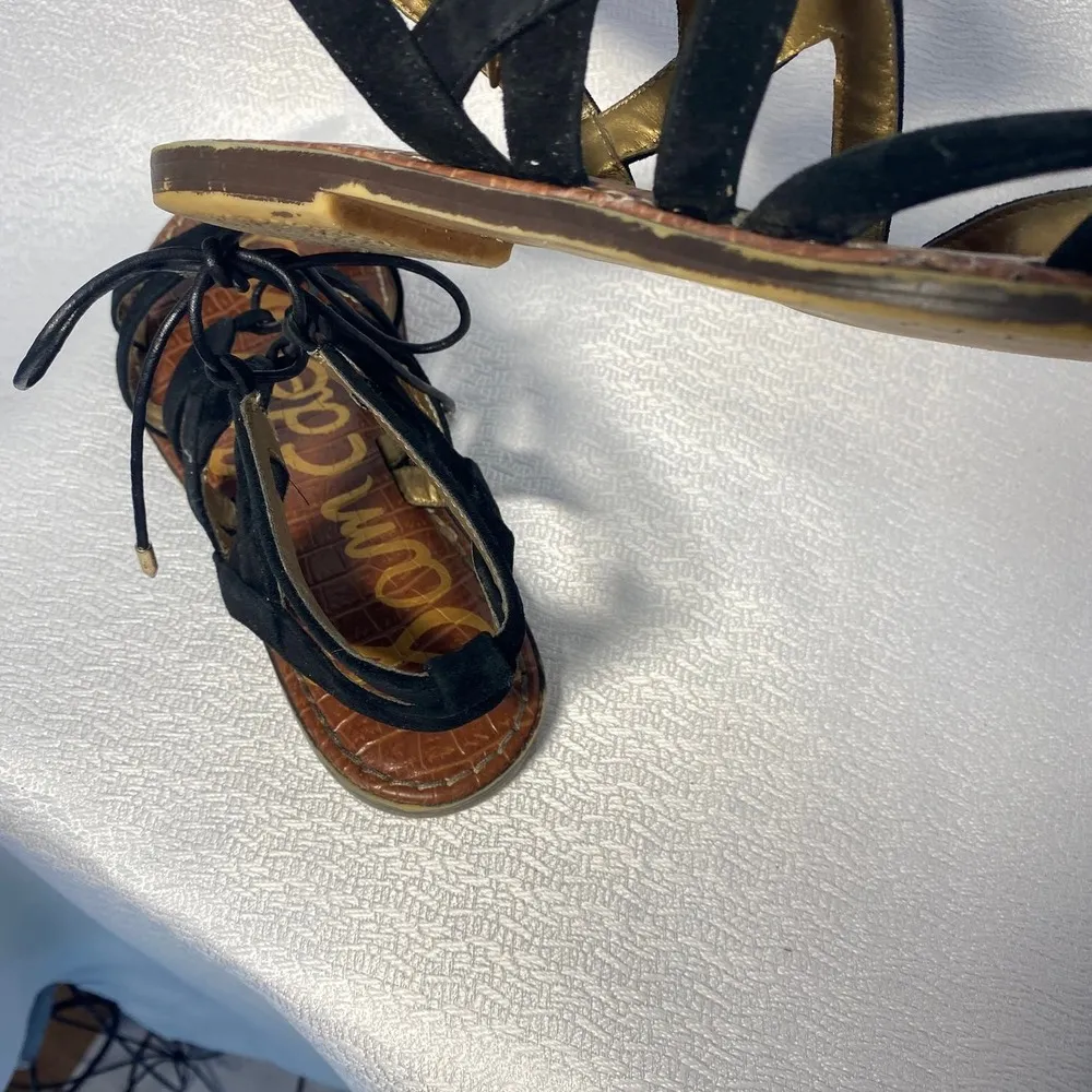 Sam Edelman Gemma Black Faux Suede Gladiator Flat Sandals women sz 7 - Image 7