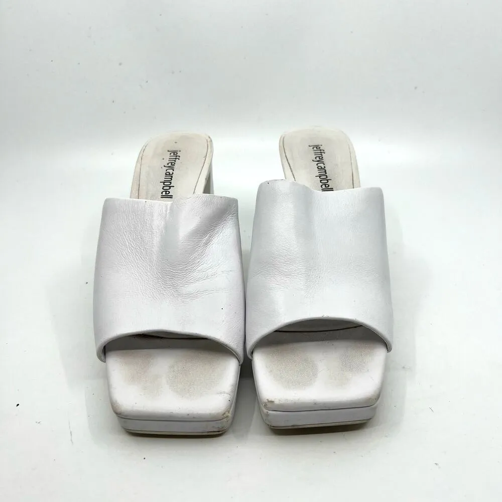 JEFFREY CAMPBELL Caviar White Leather Platform Sandal Women's 7 US - Image 4