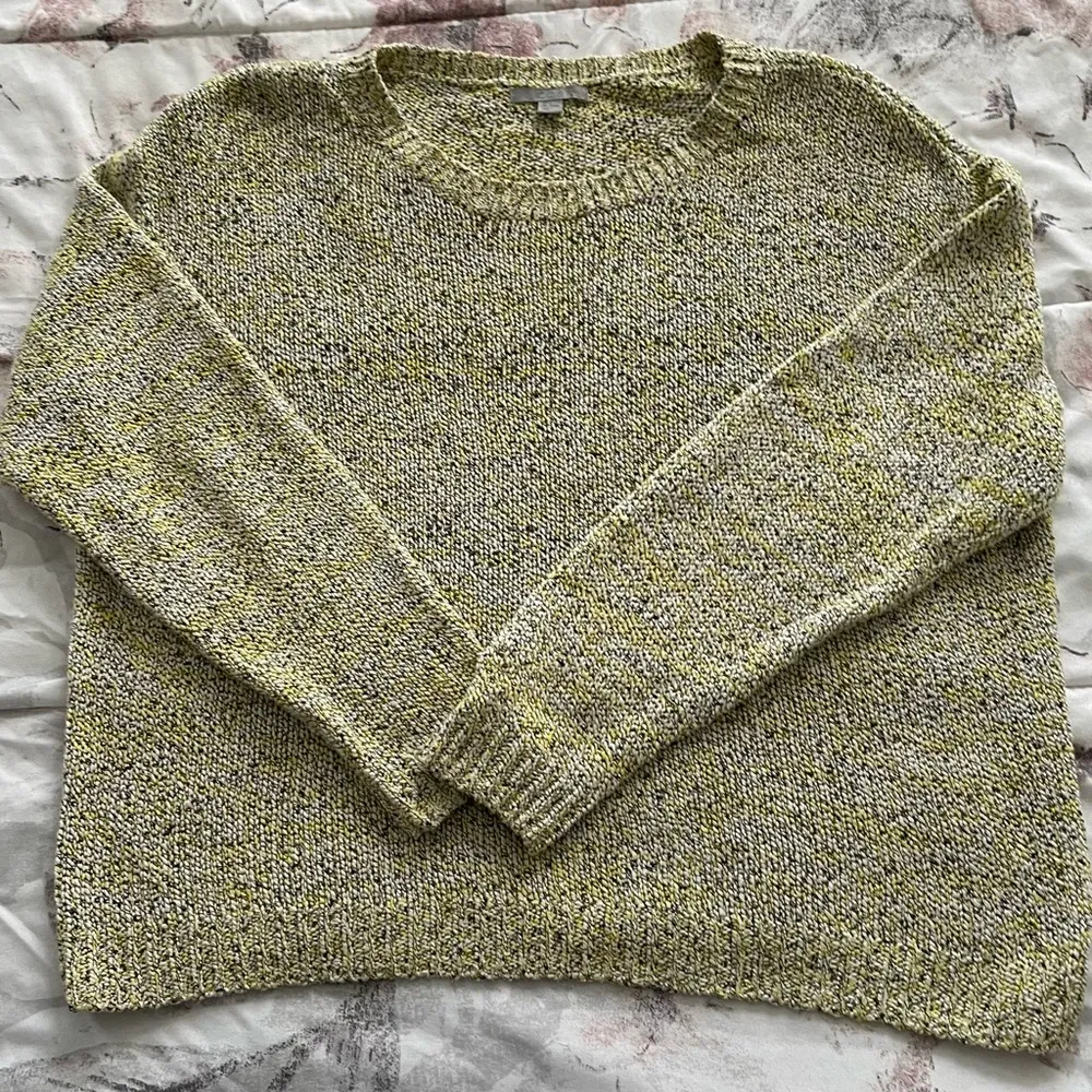 COS yellow marled cotton blend crewneck long sleeve sweater, size S minimalist - Image 11