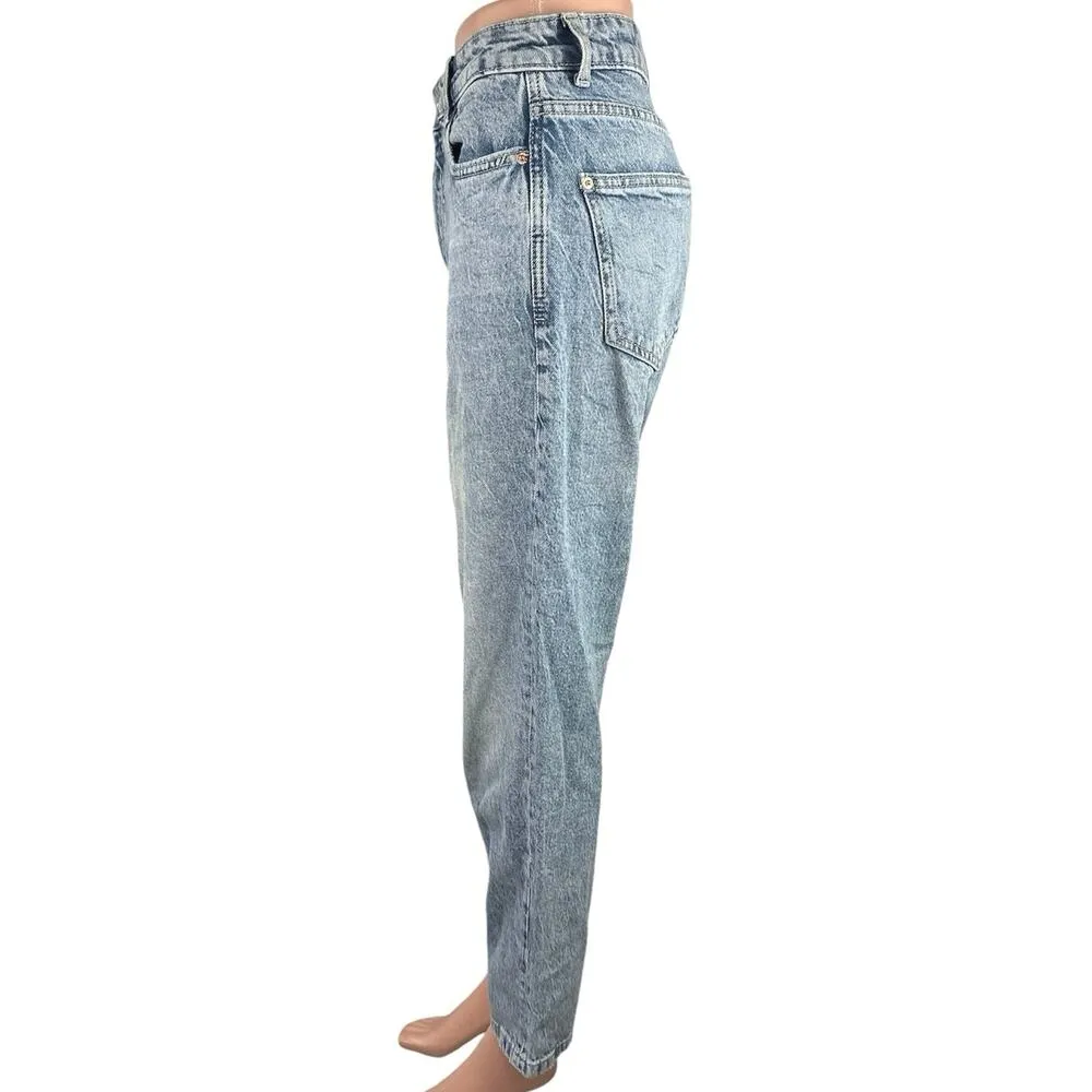 Zara Womens Blue High Rise Flat Front Casual Straight Leg Denim Jeans Pants Sz 4 - Image 2