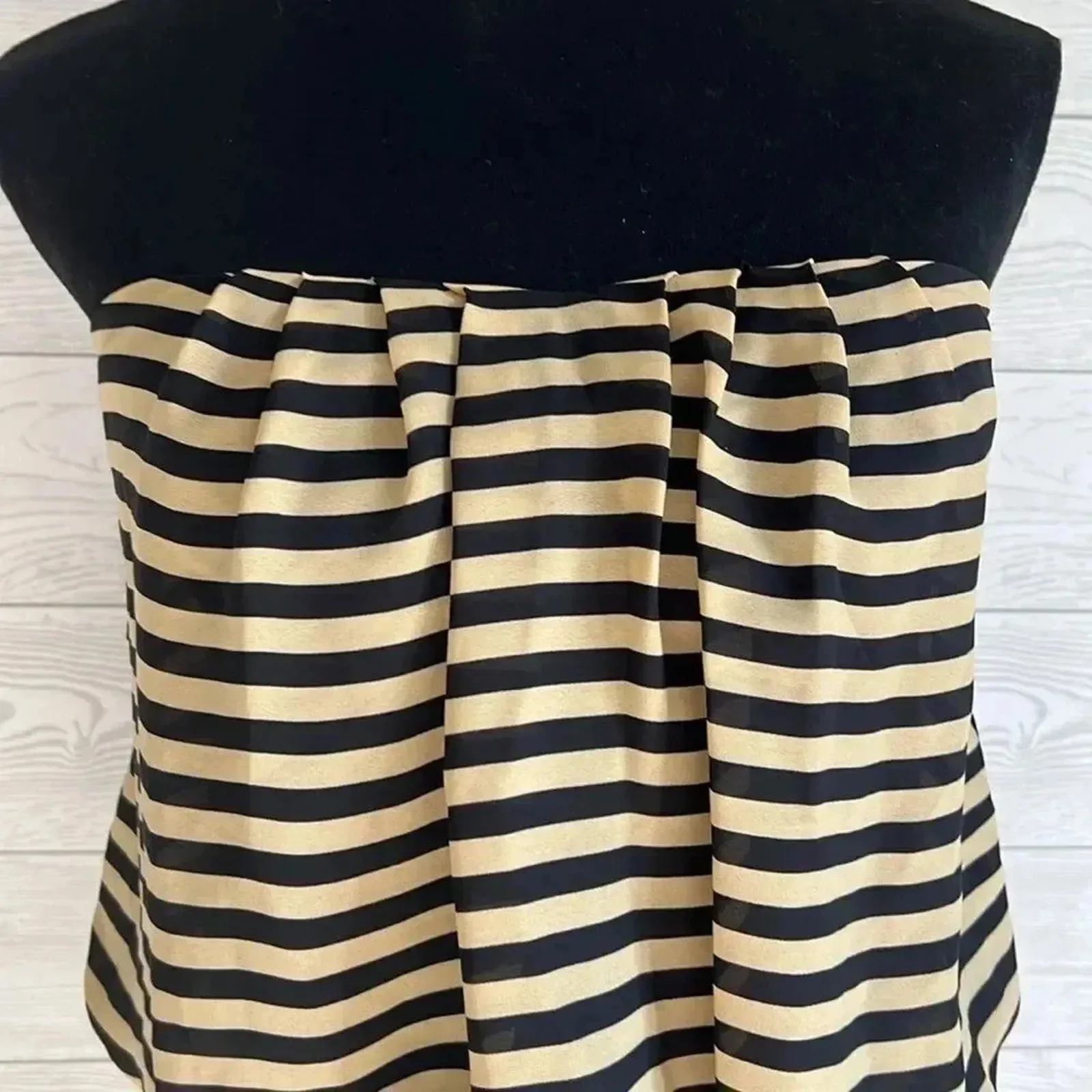 Trixxi Strapless Striped Mini Dress - Black & Tan Blouson Top - NWT Small - Image 3