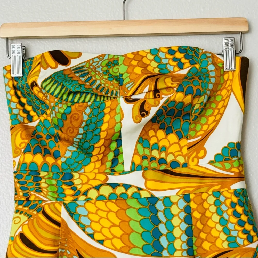 Trina Turk for Banana Republic Blue Pisces Printed Cora Strapless Dress Size 0 - Image 2