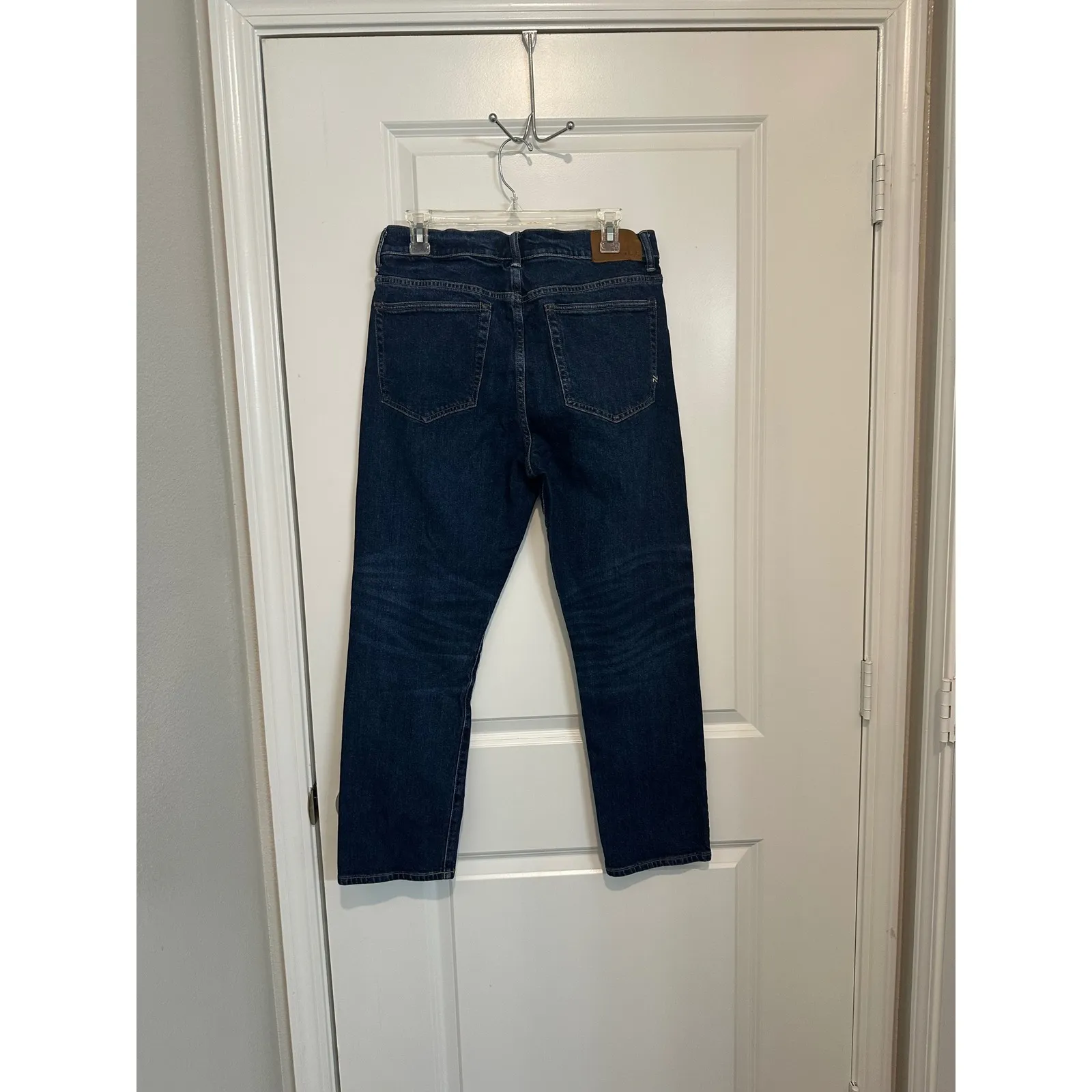 AE 77 Straight Crop Jeans Dark Wash Size 12 High Rise Stretch Classic Denim - Image 2