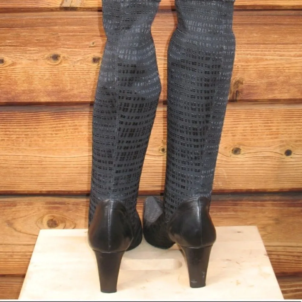 PREVATA Black Fabric Stretch Knee High Boots Black Size 8 - Image 5