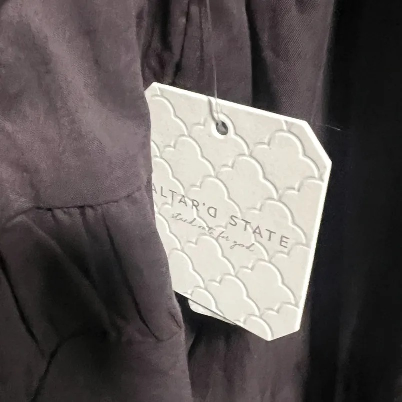 Altar'd State Tiered Babydoll Long Sleeve Blouse Top in Charcoal, NWT - Image 4