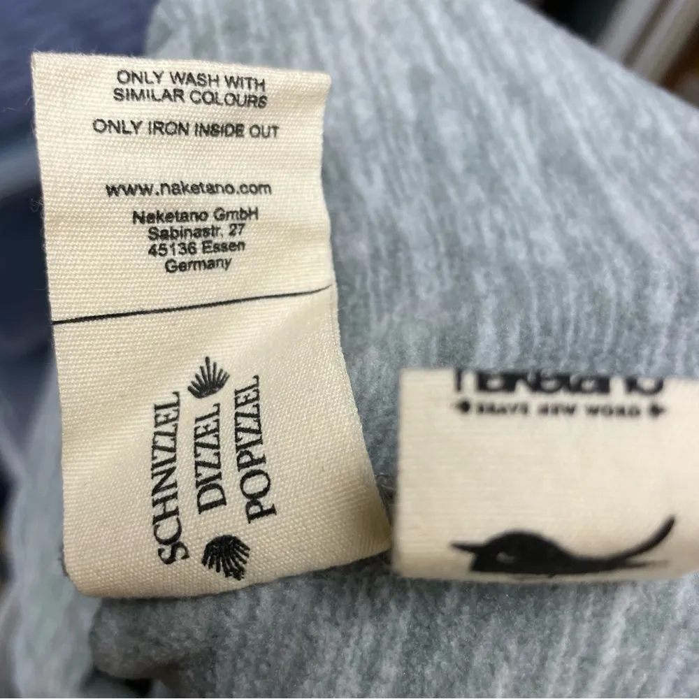 Naketano Light Gray Fleece Neutral Pullover High Collar Soft Cozy Hoodie Grey M - Image 9