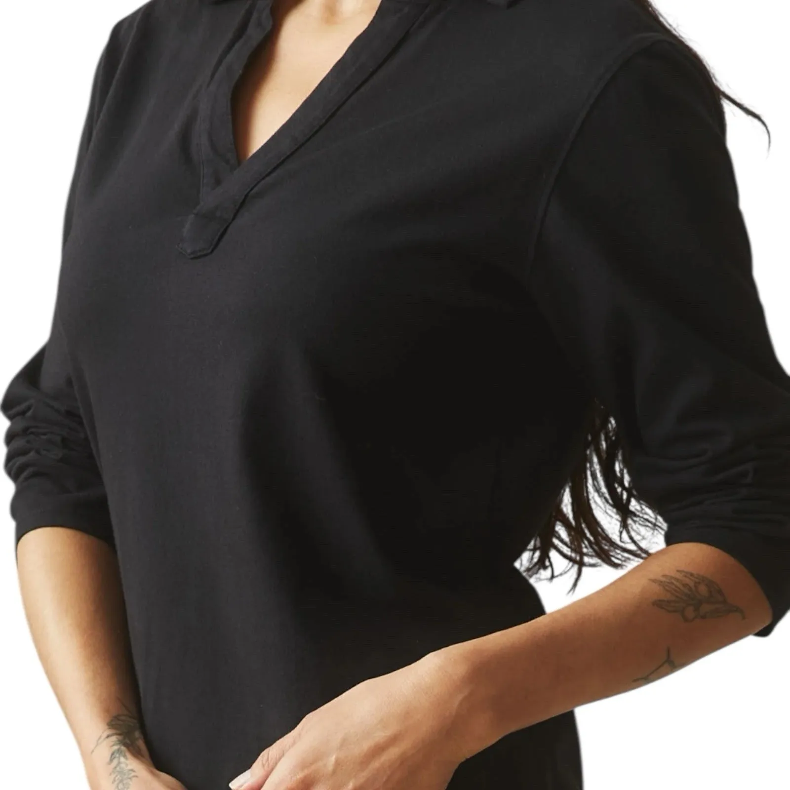 NWOT American Giant Women’s Popover Dress Long Sleeve Cotton Black Size Small - Image 2