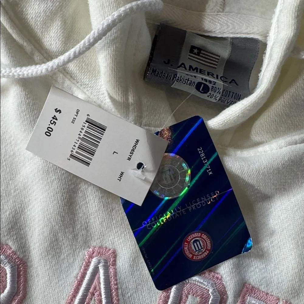 Women’s White Embroidered SYRACUSE College Drawstring Hoodie Size L NEW - Image 9