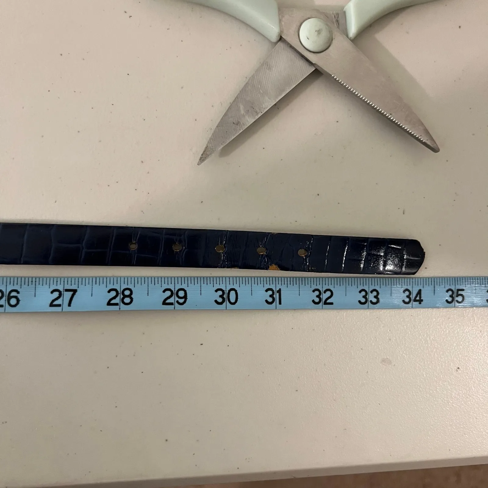 Vintage 90s Midnight Blue Vegan Leather Silver Hook Buckle Belt Size XS - Image 4